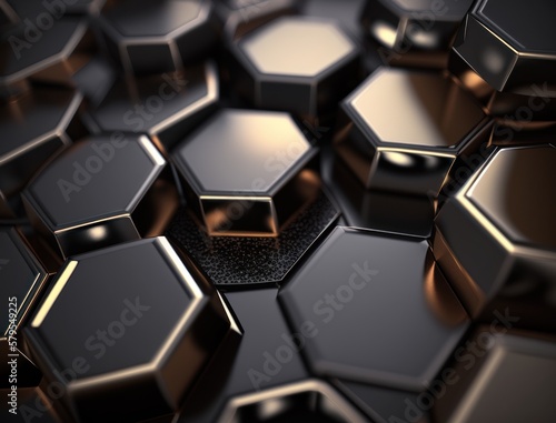 Futuristic hexagonal background Abstract geometric grid pattern created with Generative AI technology