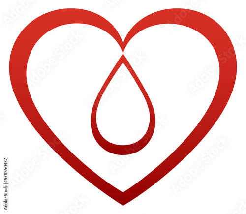 A heart and drop design in red, blood disorder awareness, blood donor
