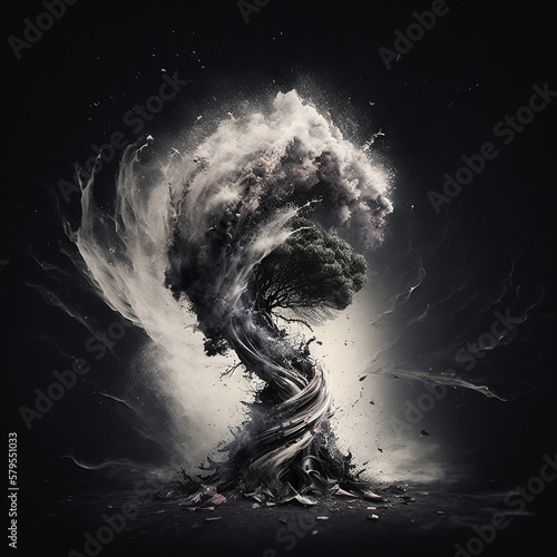 Tornado. Strong wind. Storm. Natural phenomenon. Generative AI.