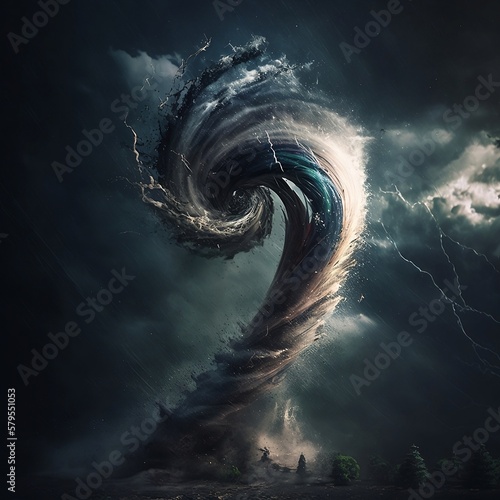Tornado. Strong wind. Storm. Natural phenomenon. Generative AI.