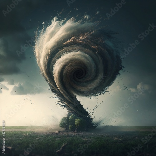 Tornado. Strong wind. Storm. Natural phenomenon. Generative AI.