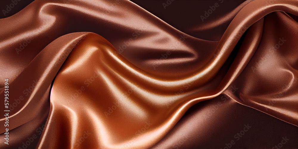 Texture of silk fabric. Brown silk satin background. Beautiful soft folds on the smooth surface of the fabric. luxury background. generative ai Texture of silk fabric. Brown silk satin background. Beautiful soft folds on the smooth surface of the fabric. luxury background. generative ai