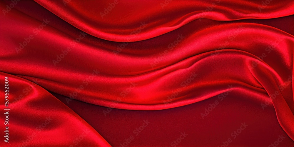 Texture of silk fabric. Red silk satin background. Beautiful soft folds on the smooth surface of the fabric. luxury background. generative ai Texture of silk fabric. Red silk satin background. Beautiful soft folds on the smooth surface of the fabric. luxury background. generative ai
