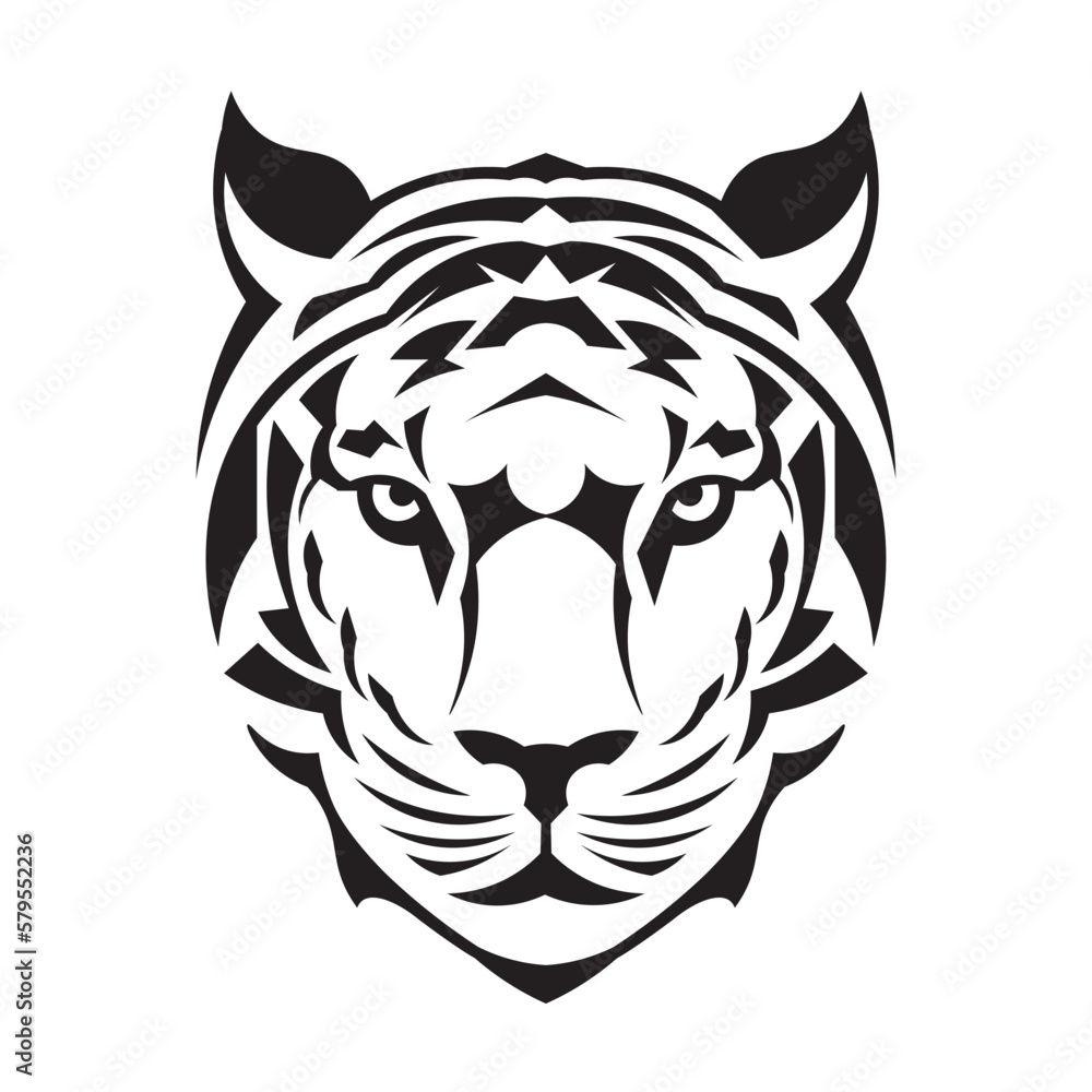 Tiger face vector illustration decorative style style, perfect for t shirt design and mascot logo also tattoo design