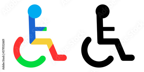 wheelchair handicapped icon. symbol of world disability day, World Autism Awareness Day. Disabled man icon, a man on wheelchair. Handicapped patient accessibility parking. autism spectrum disorder.