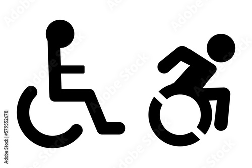 wheelchair handicapped icon. symbol of world disability day, World Autism Awareness Day. Disabled man icon, a man on wheelchair. Handicapped patient accessibility parking. autism spectrum disorder.