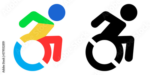 wheelchair handicapped icon. symbol of world disability day, World Autism Awareness Day. Disabled man icon, a man on wheelchair. Handicapped patient accessibility parking. autism spectrum disorder.