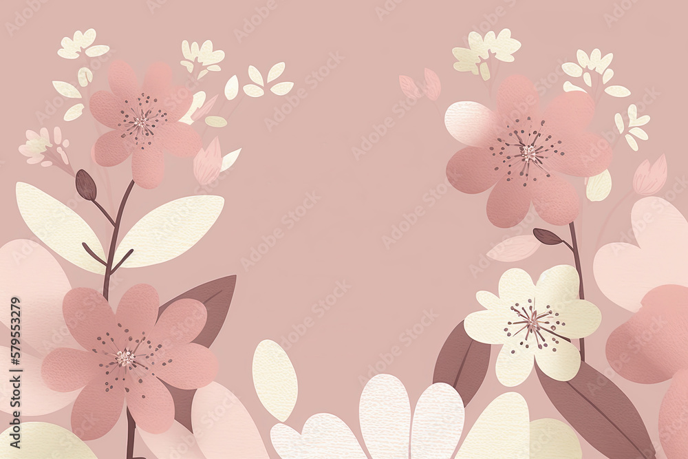 Floral spring or summer pink monochrome card with space for text