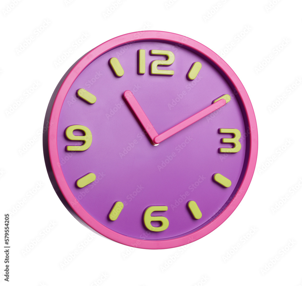 Bright round clock isolated on white. Interior element Bright round clock isolated on white. Interior element