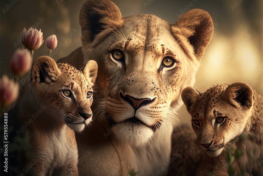 Lion mother love the loving relationship between parents and their