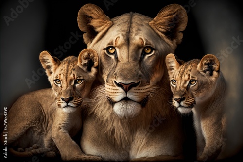 Lion mother love - the loving relationship between parents and their children in the animal kingdom in 8K created with generative ai technology