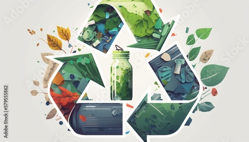 Sustainable Living - 3Rs - Reduce, Reuse, Recycle. AI generative. photo