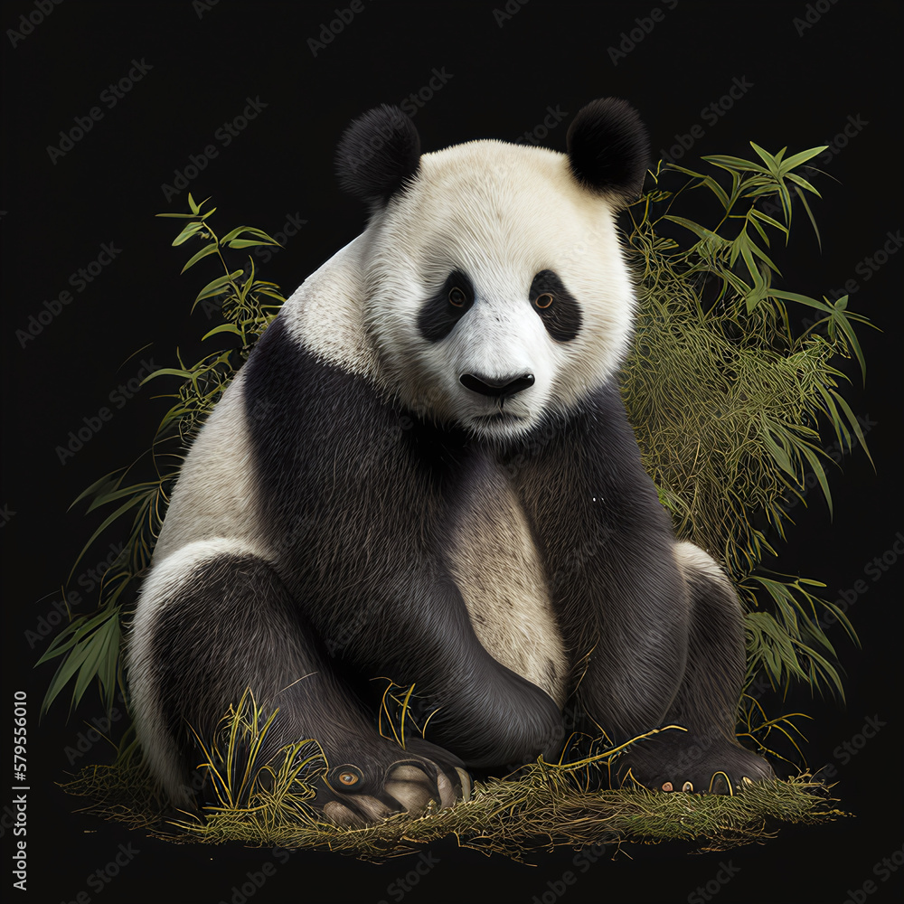 Fototapeta premium Close up shot of Panda. AI Generated