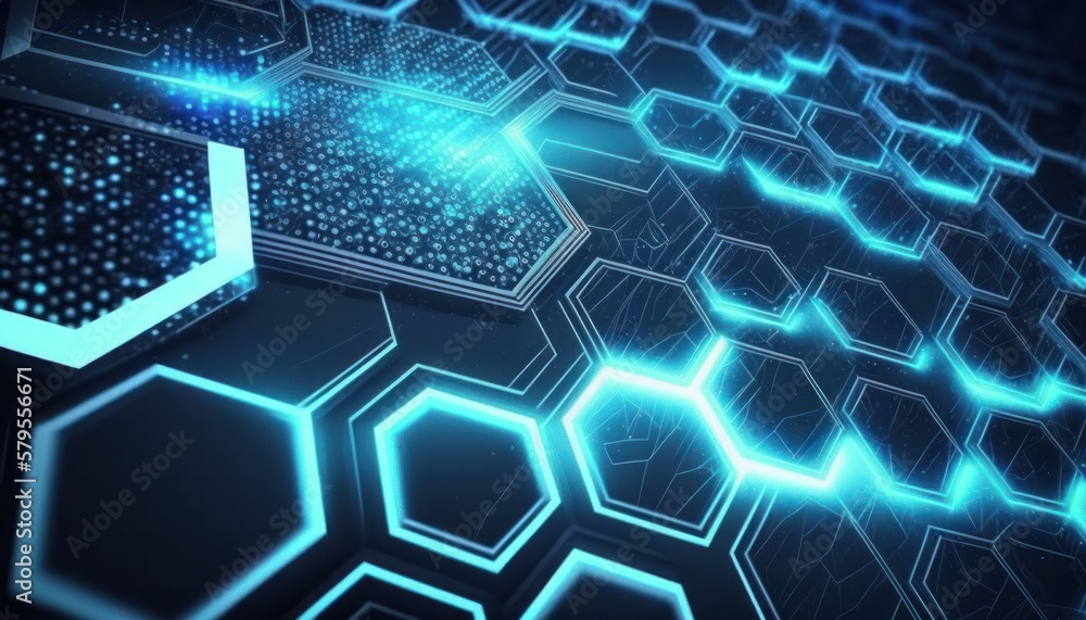 Digital technology hexagonal cyber security concept generative ai Digital technology hexagonal cyber security concept generative ai