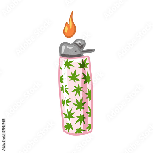 lighter for smoking. lighter with cannabis. smoke weed vector