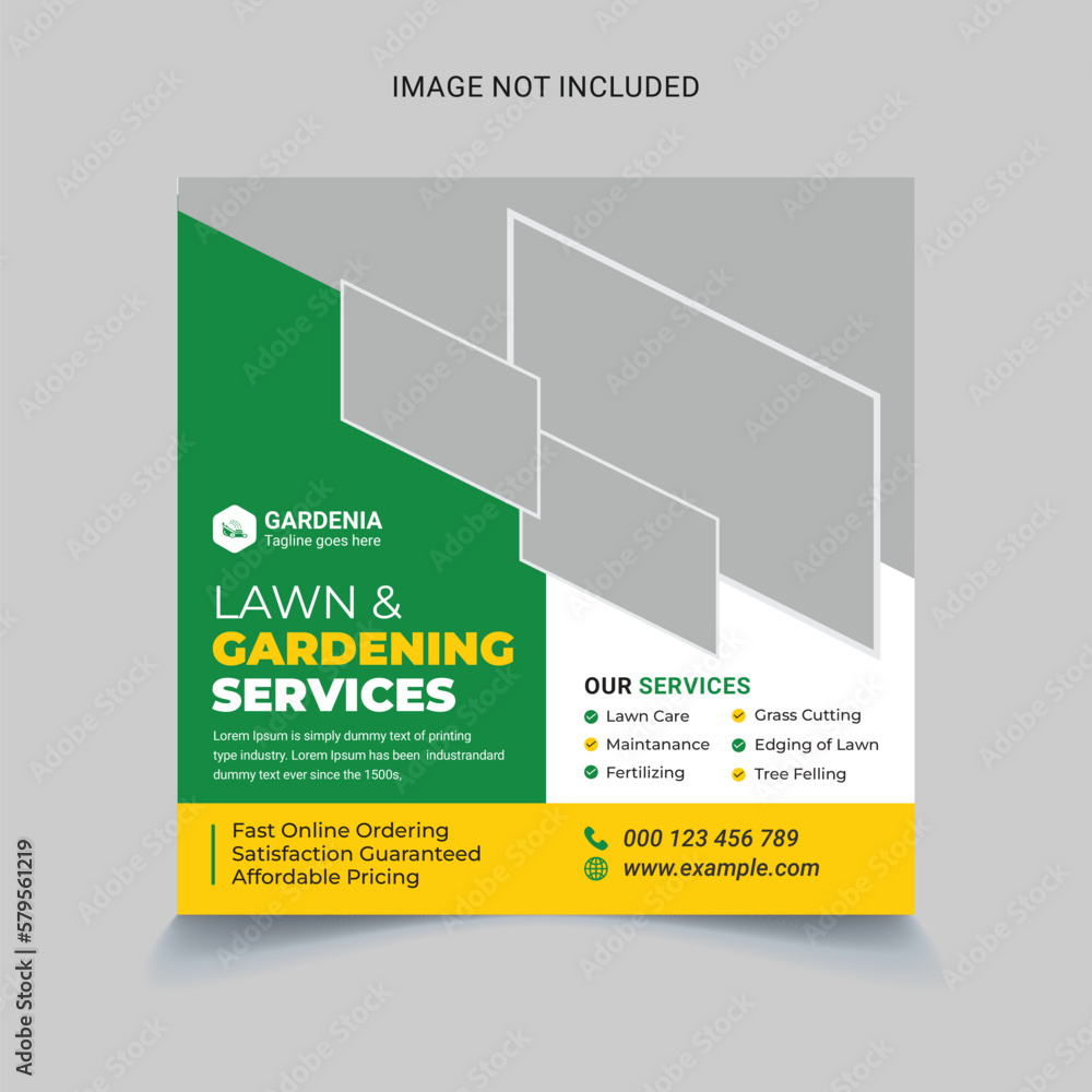 Fototapeta premium lawn care gardening landscaping social media post banner template premium vector