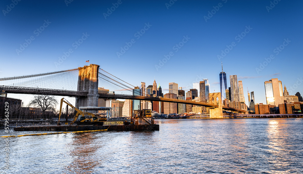 Obraz premium city bridge and city skyline