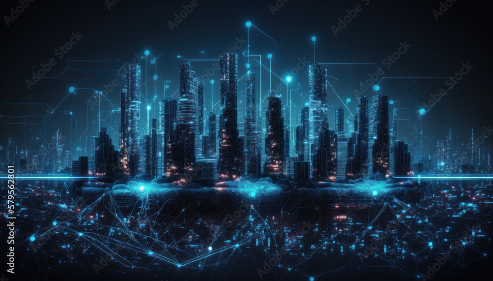 Abstract futuristic cityspace technology connect background concept generative ai Abstract futuristic cityspace technology connect background concept generative ai
