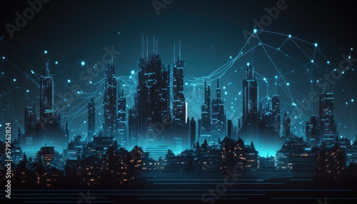 Abstract futuristic cityspace technology connect background concept generative ai