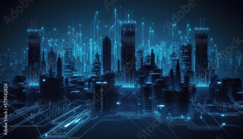 Abstract futuristic cityspace technology connect background concept generative ai photo