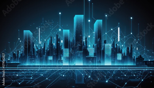 Abstract futuristic cityspace technology connect background concept generative ai
