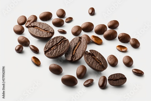 Roasted coffee beans laying