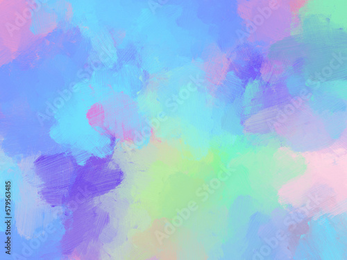 Colorful oil paint brush abstract background blue pastel © ginstudio
