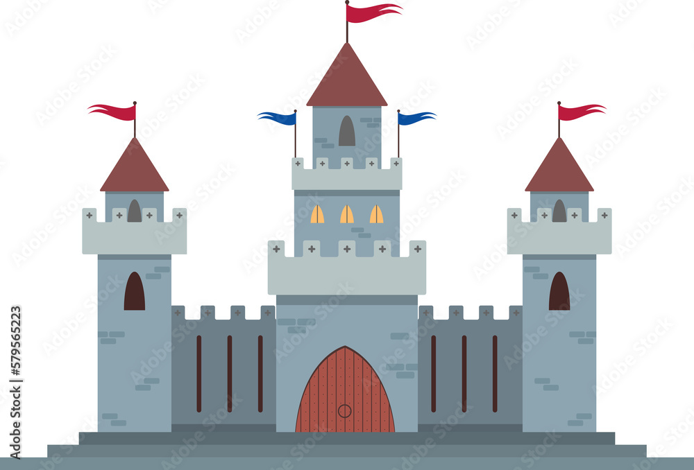 castle, cartoon, vector, tower, building, medieval, illustration, house, architecture, fortress, fantasy, old, fairy, flag, princess, tale, town, fairytale, kingdom, palace, wall, window, sky, city, f