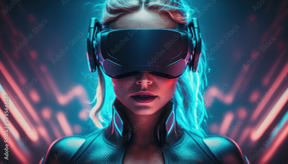 Premium Photo  Beautiful futuristic woman using virtual reality glasses in  the metaverse