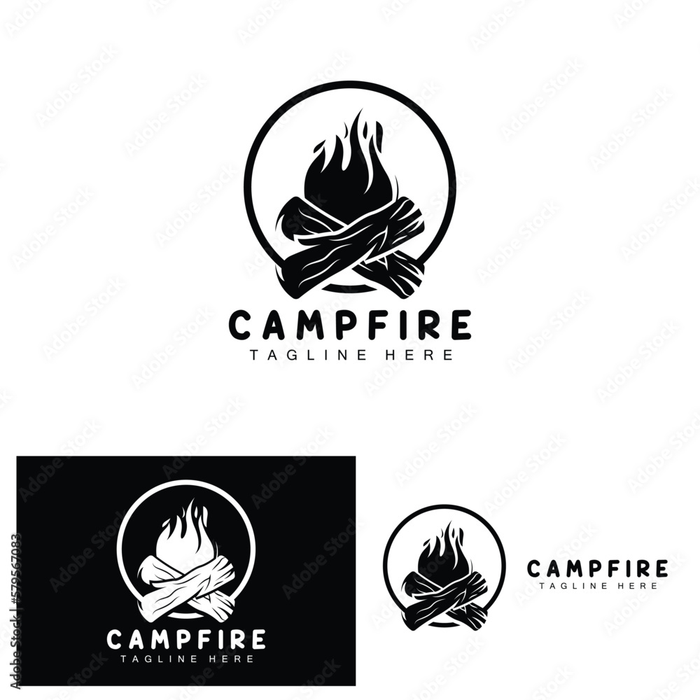 Campfire Logo Design, Camping Vector, Wood Fire And Forest Design Campfire Logo Design, Camping Vector, Wood Fire And Forest Design