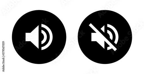 Speaker and mute volume icon vector in flat style