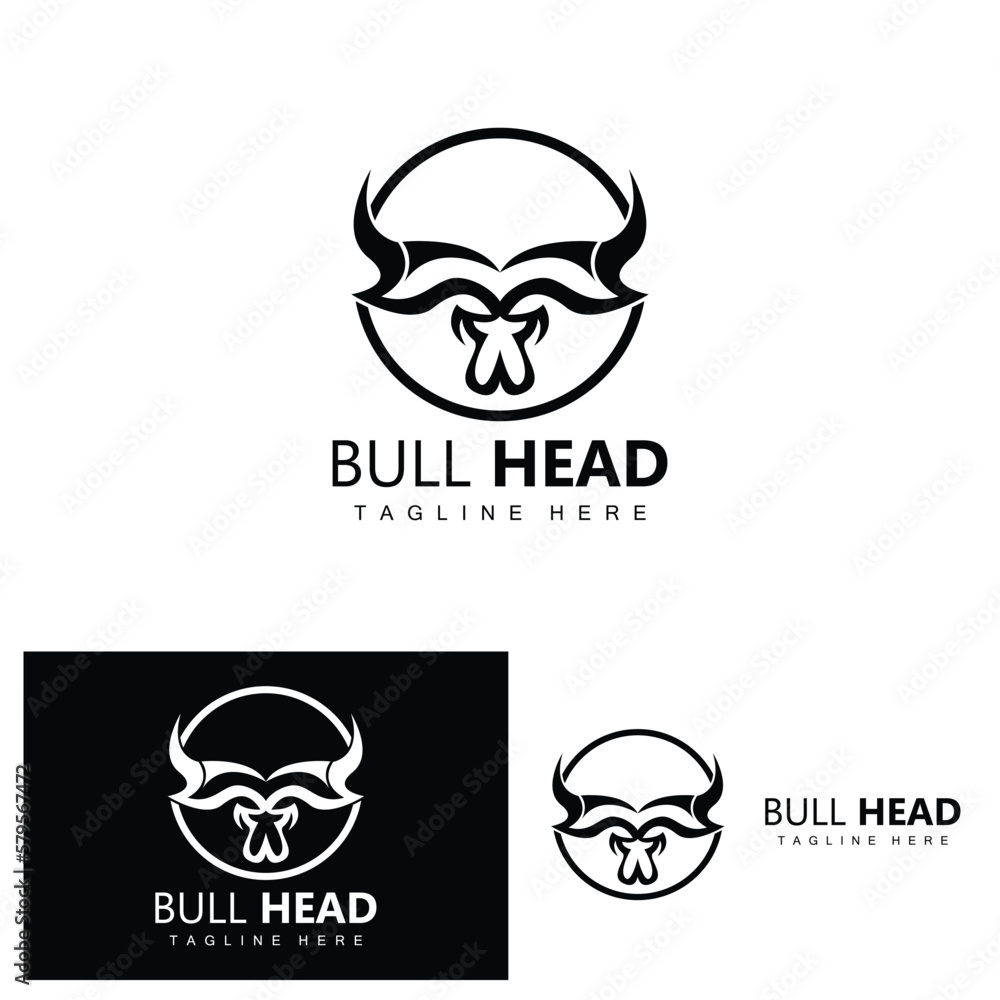 Fototapeta premium Bull Head Logo, Farm Animal Vector, Livestock Illustration, Company Brand Icon