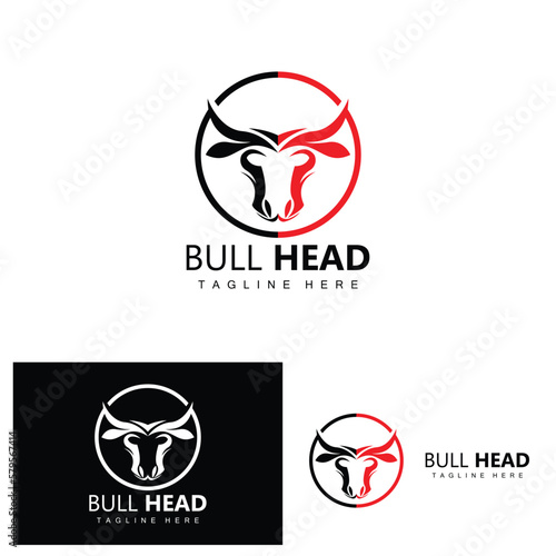 Bull Head Logo, Farm Animal Vector, Livestock Illustration, Company Brand Icon