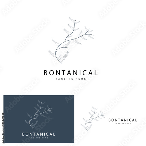 Botanical Logo  Nature Plant Design  Flower Plant Icon Vector With Line Model