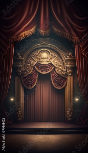 Opulent Theater Stage. AI generative.