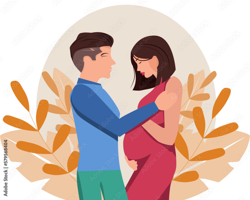 Pregnant woman, future mother and hugging her belly with arms. Vector illustration. Pregnant woman, future mother and hugging her belly with arms. Vector illustration.