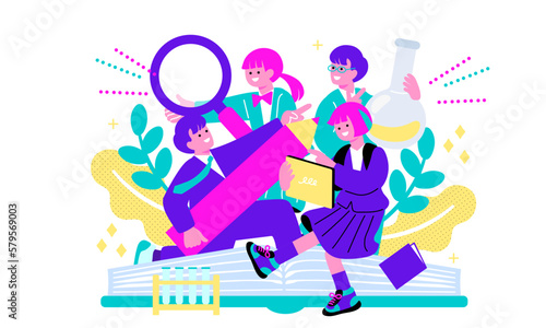 にぎやかな学校生活をイメージするイラスト
