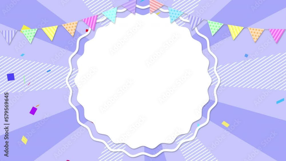 カラフルなガーランドとクラッカが飛び出すアニメーション　Apple ProRes 422 HQ　MOV