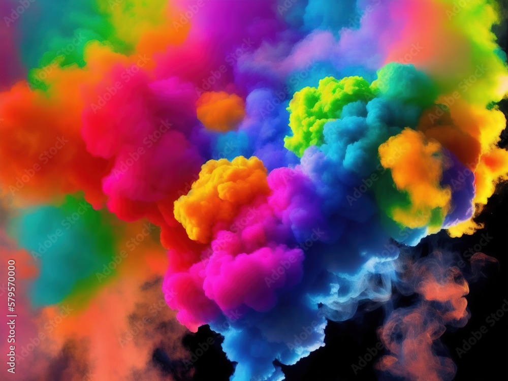 Colorful smoke clouds, Generative AI