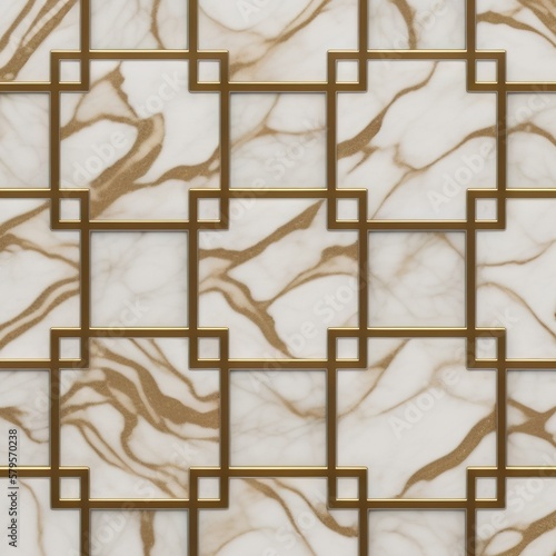 White gold marble tile texture, Generative AI