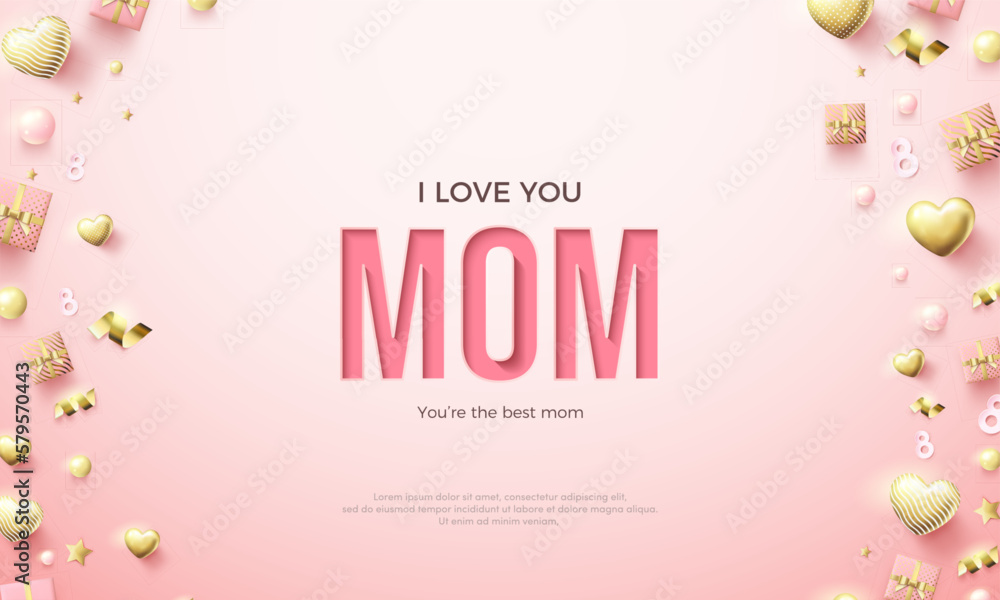 Happy mother's day vector background, with illustration of beautiful pink mom writing. Premium design for greeting, poster, banner and social media post.