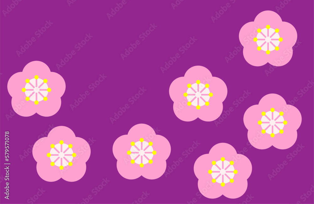 Cherry blossom flowers on purple color background. Cherry blossom flowers on purple color background.