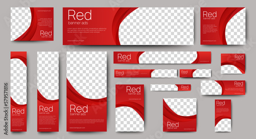 Modern Business Web Banner Set template. Red cover header background for website design, Social Media Cover ads banner, flyer, invitation card	
