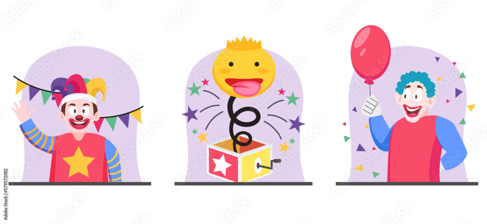 Flat Bundle April Fools Design Illustration Flat Bundle April Fools Design Illustration