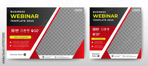 Business Conference live webinar banner invitation and social media post template. Business webinar invitation design. Vector