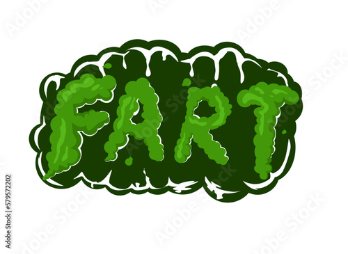 Fart smoke cartoon icon. Stink fart bad smell green gas cloud