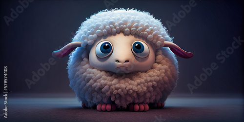 Adorable 3D shaded lamb - a fluffy and cuddly sheep in a studio setting bathed in warm lighting
