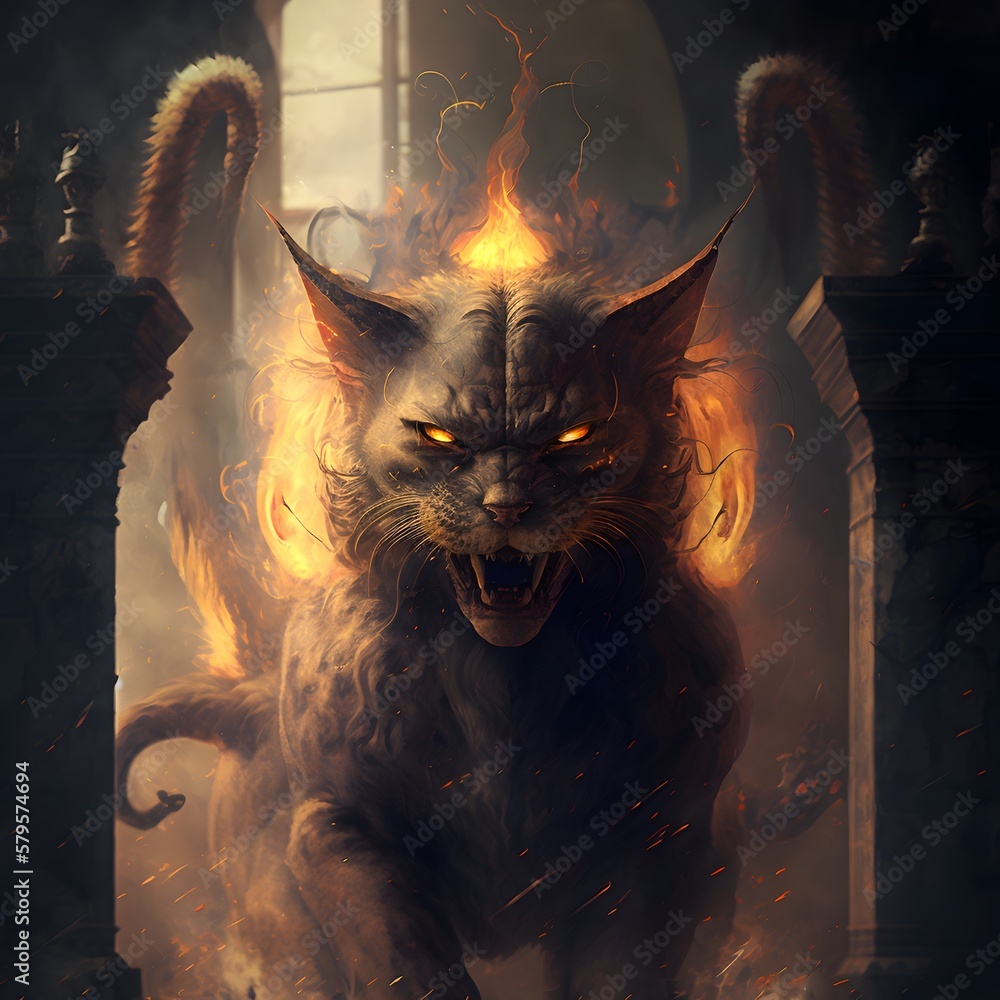 demon cat created using AI Generative Technology Stock Illustration Adobe Stock