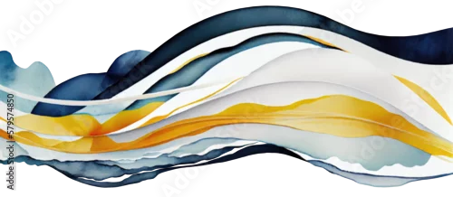 Panel kuchenny z motywem Blue and yellow abstract ocean wave texture. Transparent PNG, isolated flowing sea wave. Banner Graphic Resource as background for ocean wave abstract graphics