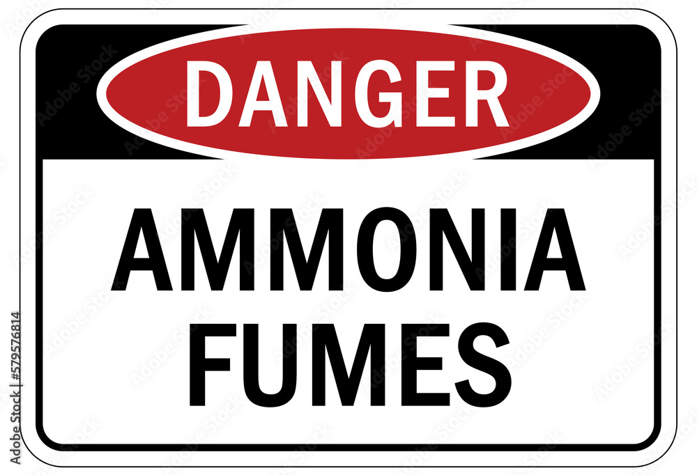 Hazardous fumes sign and labels ammonia fumes